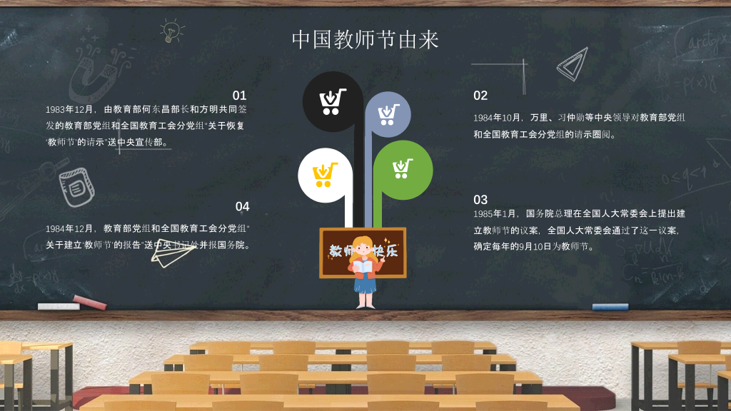 102#教室黑板教师节PPT模板