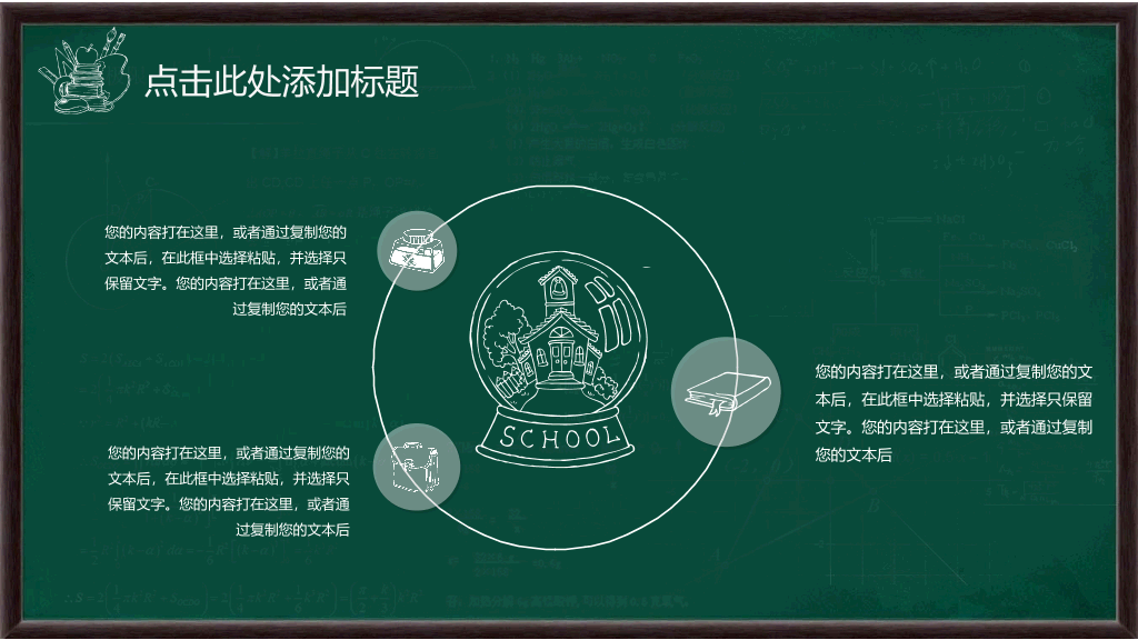 创意绿色黑板背景的教育教学PPT