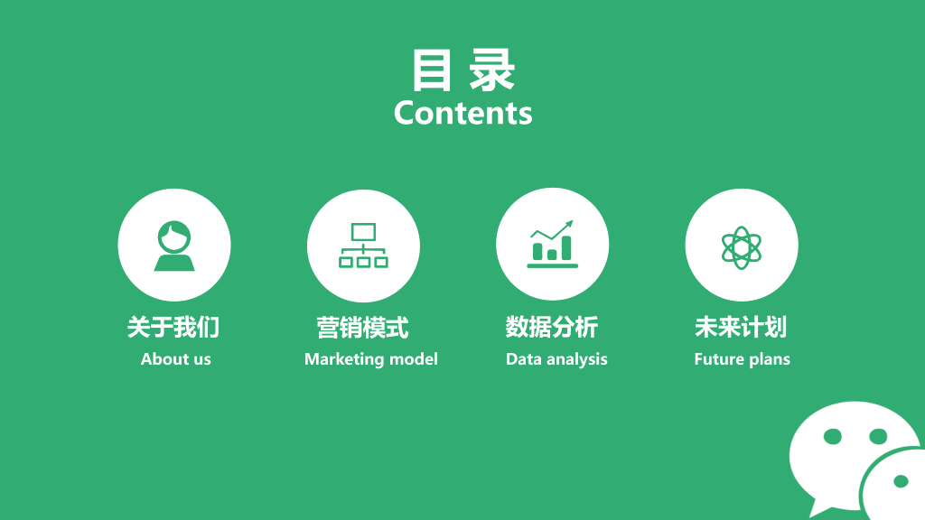111#绿灰配色的微信营销PPT