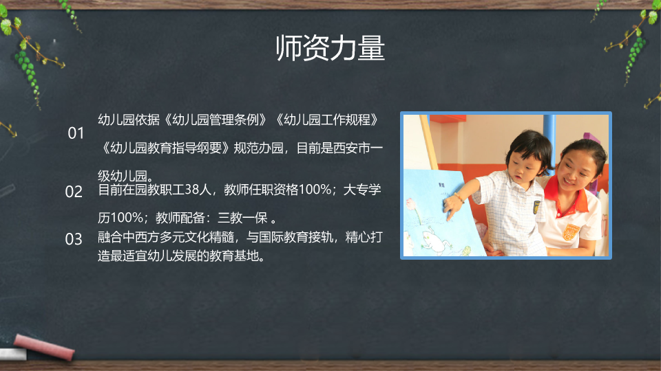 黑板背景的幼儿园简介PPT