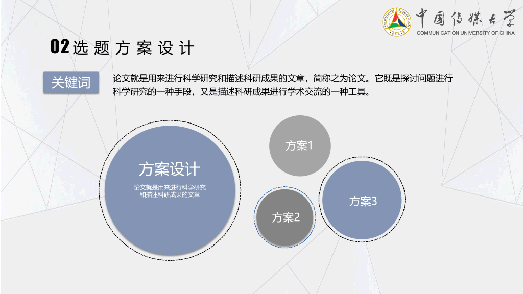 中国传媒大学本科毕业论文答辩和论文选题PPT