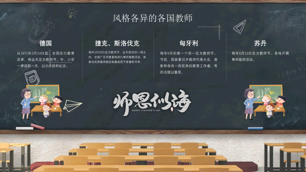 102#教室黑板教师节PPT模板