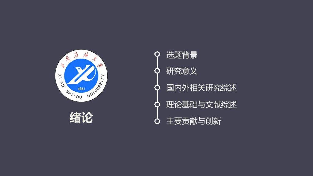 西安石油大学本科毕业论文答辩PPT