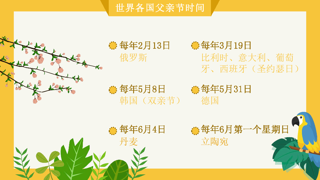 102#卡通可爱父亲节PPT模板