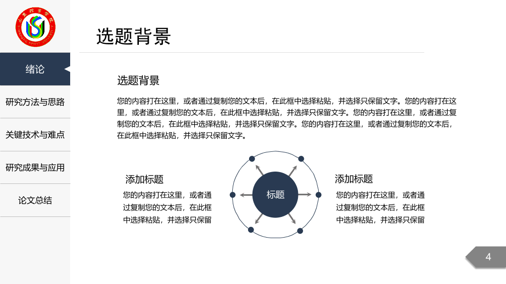山东体育学院本科毕业论文答辩和论文选题PPT