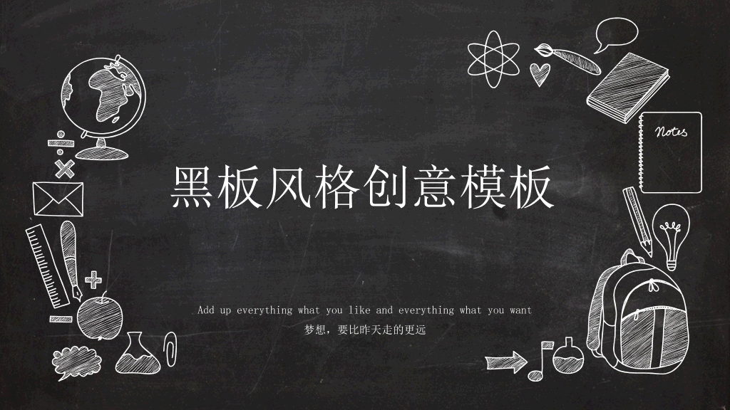创意#创意黑板粉笔字效果PPT模板