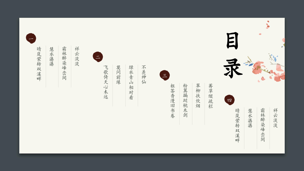 中国风#卡片花鸟唯美中国风PPT模板