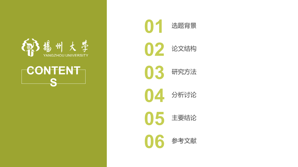 扬州大学本科毕业论文答辩PPT