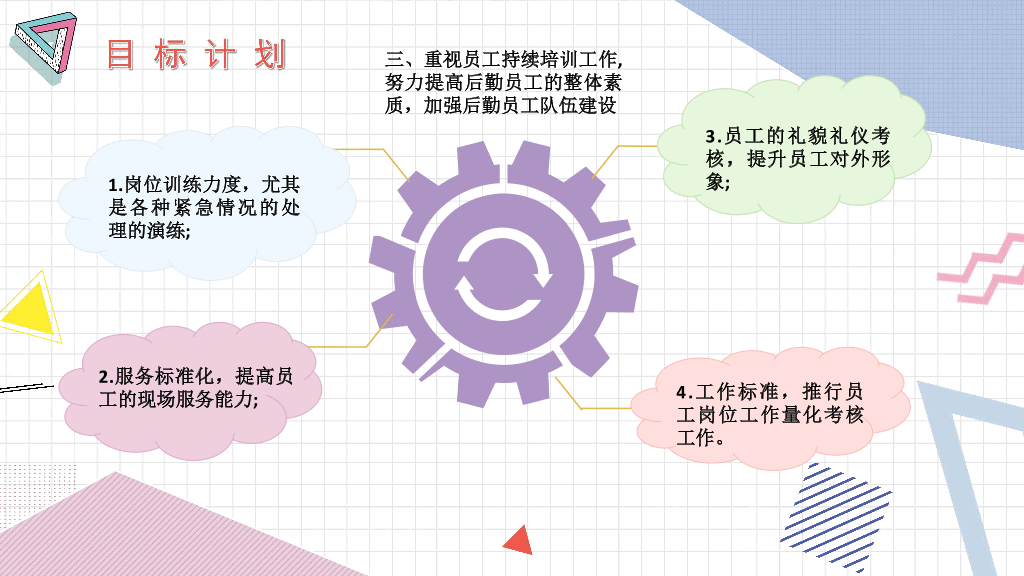 106#创意孟菲斯年终总结工作汇报PPT模板