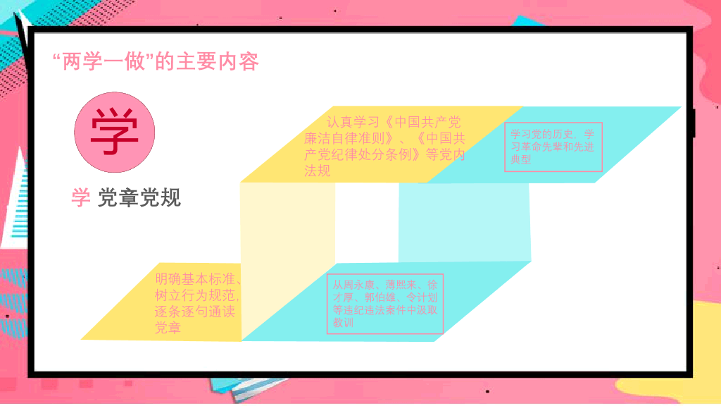 136#孟菲斯风格两学一做活动PPT