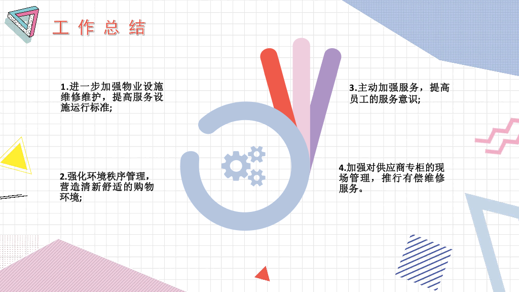 106#创意孟菲斯年终总结工作汇报PPT模板