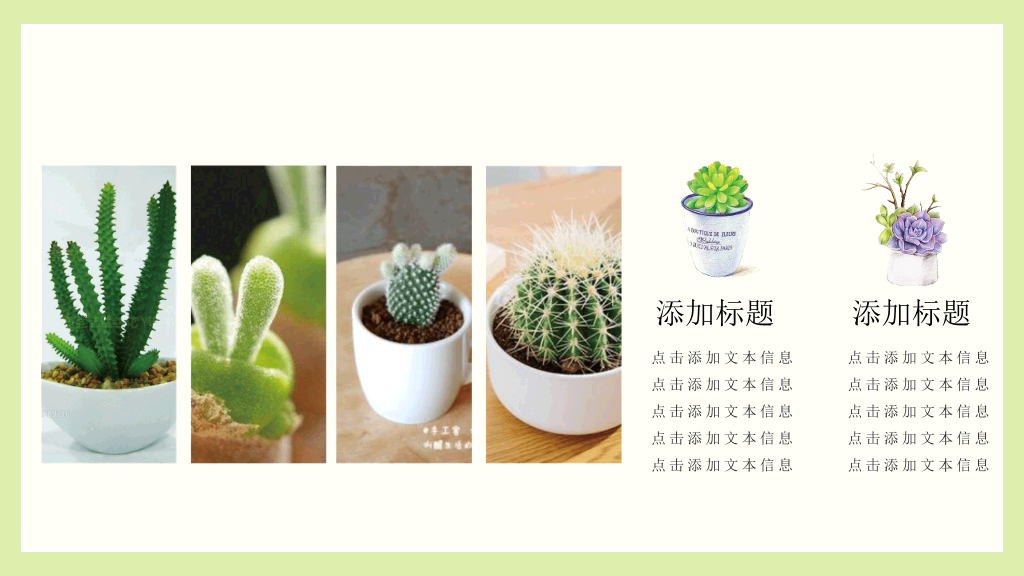 清新仙人掌多肉绿植PPT模板