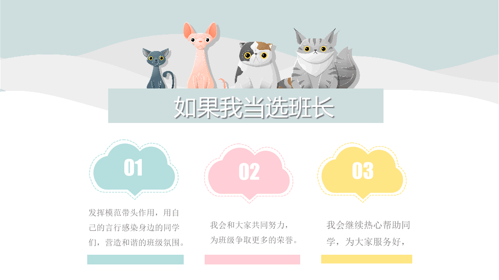 小学生卡通猫咪自我介绍PPT模板
