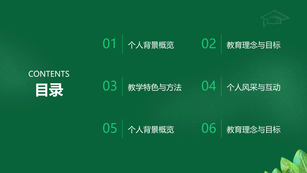 134#黑板风#绿色#教师自我介绍20250722