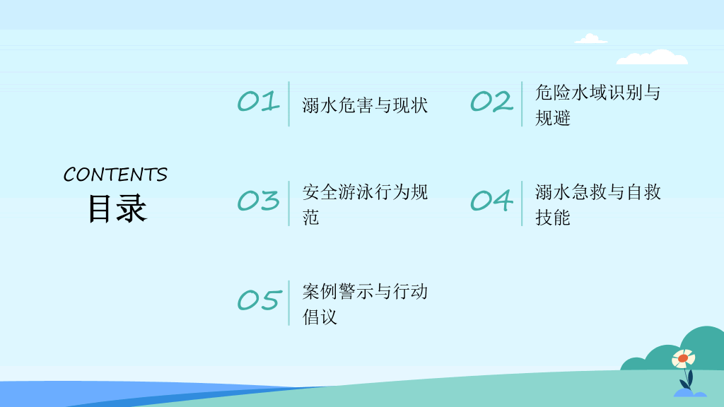 153#可爱卡通#蓝色#防溺水安全教育PPT