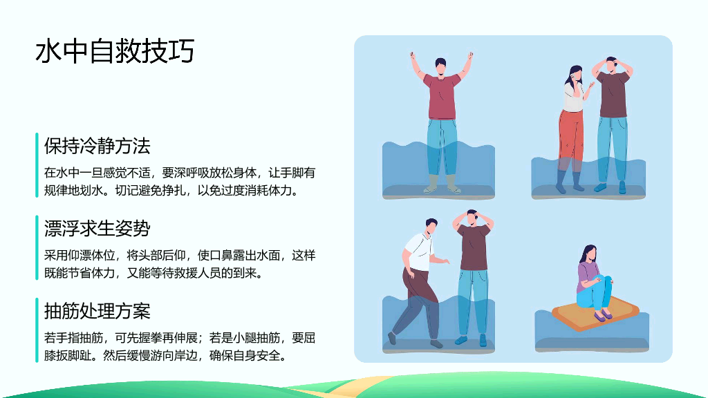 153#可爱卡通#蓝色#预防溺水知识PPT