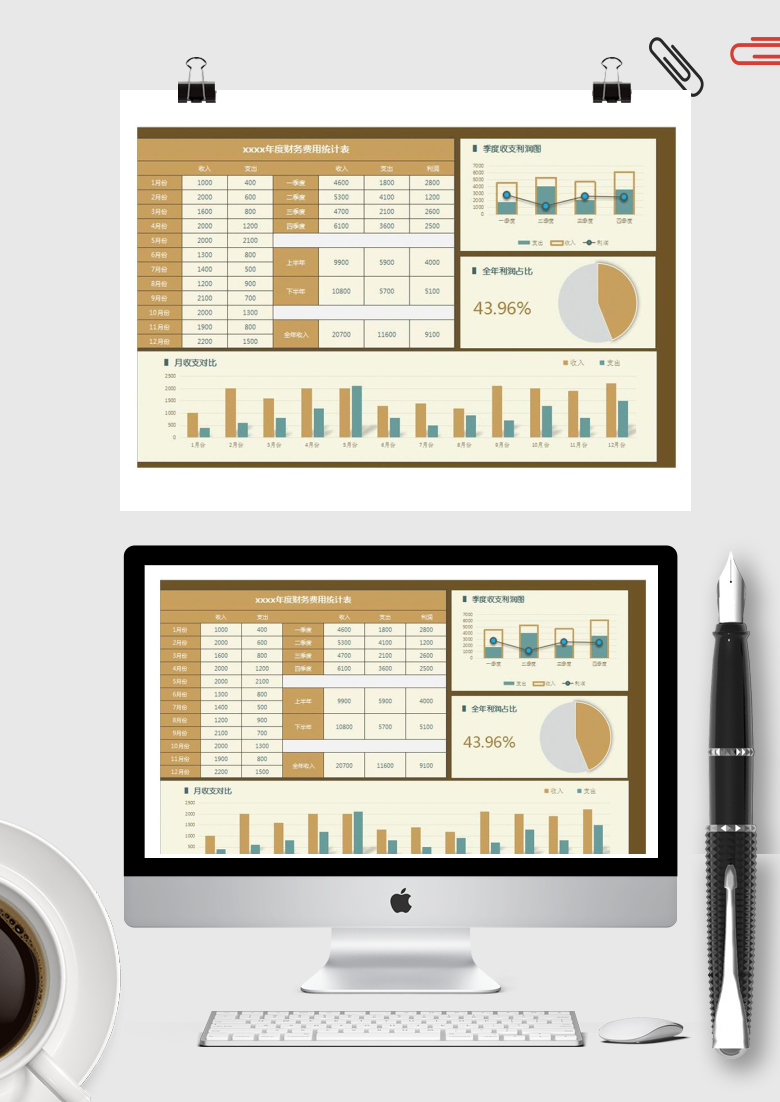 年度财务费用统计表Excel模板