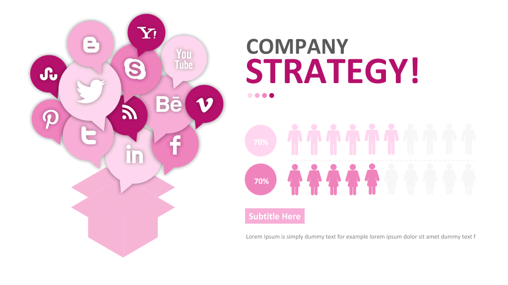 玫红色系商务PPT图表合集-11