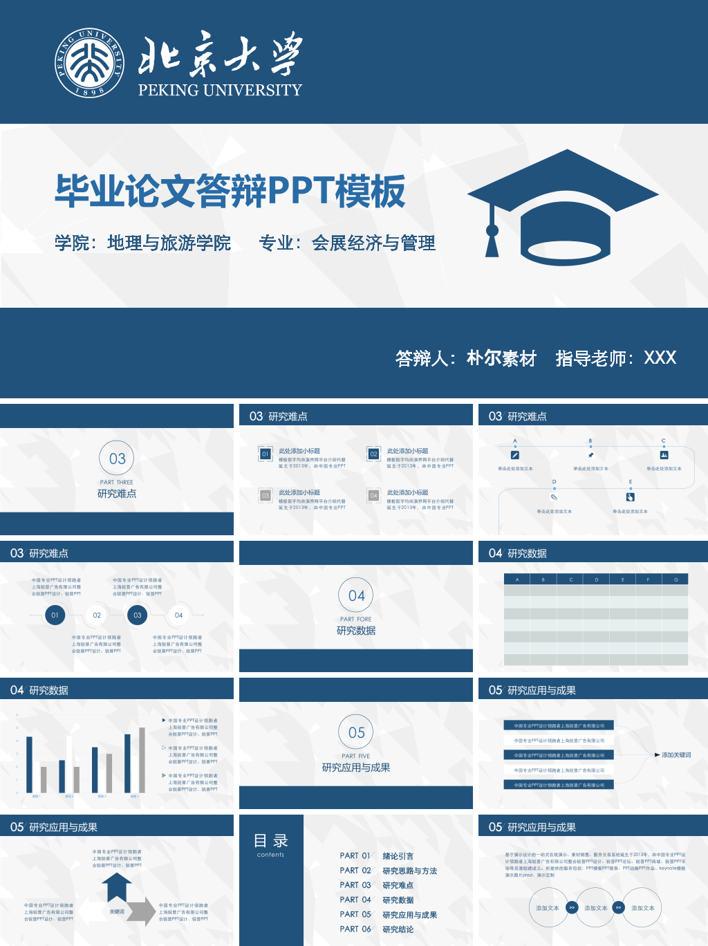 北京大学毕业论文答辩PPT模板