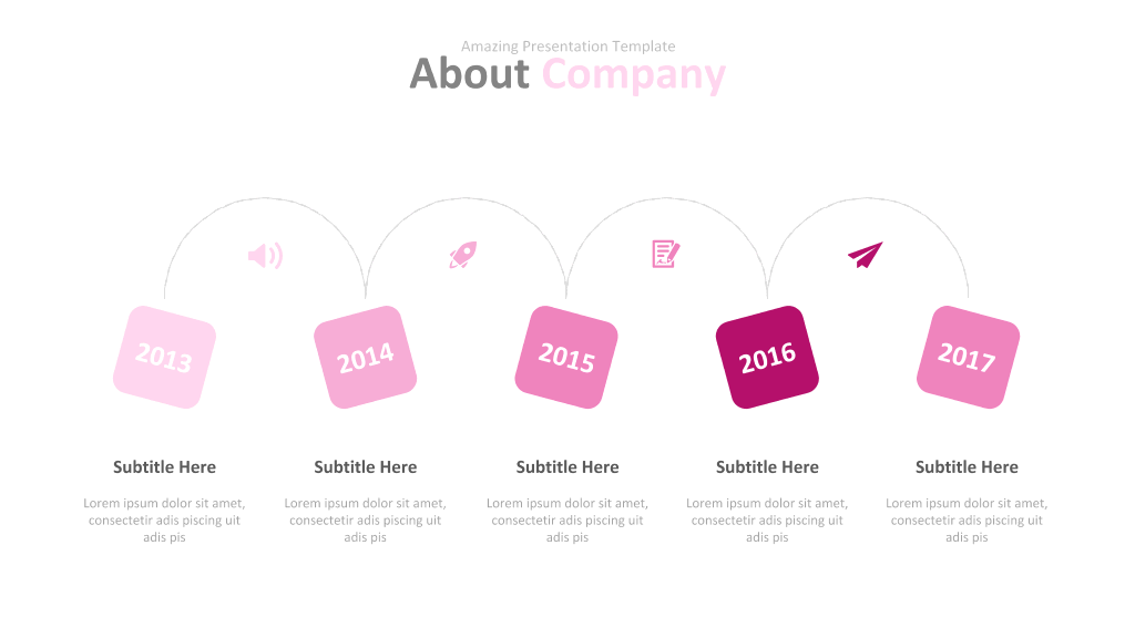 玫红色系商务PPT图表合集-3