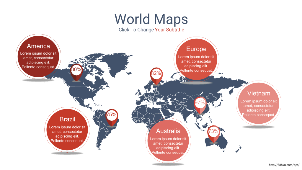 红色世界地图PPT图表合集 (2)-2