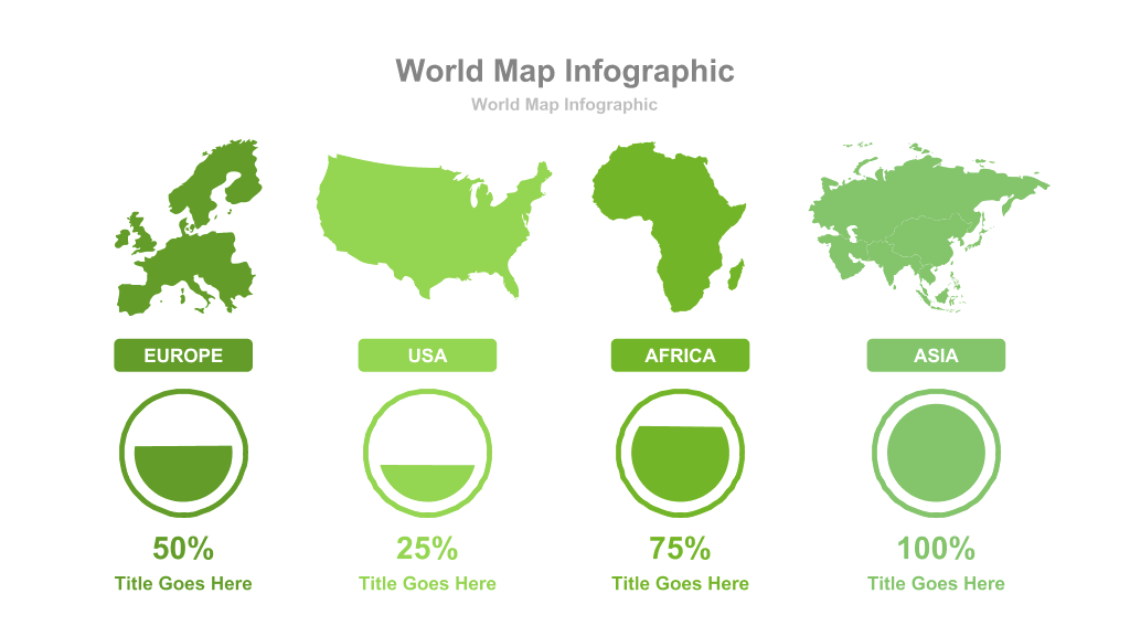 绿色世界地图PPT图表合集-22