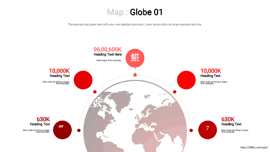 红色世界地图PPT图表合集-5