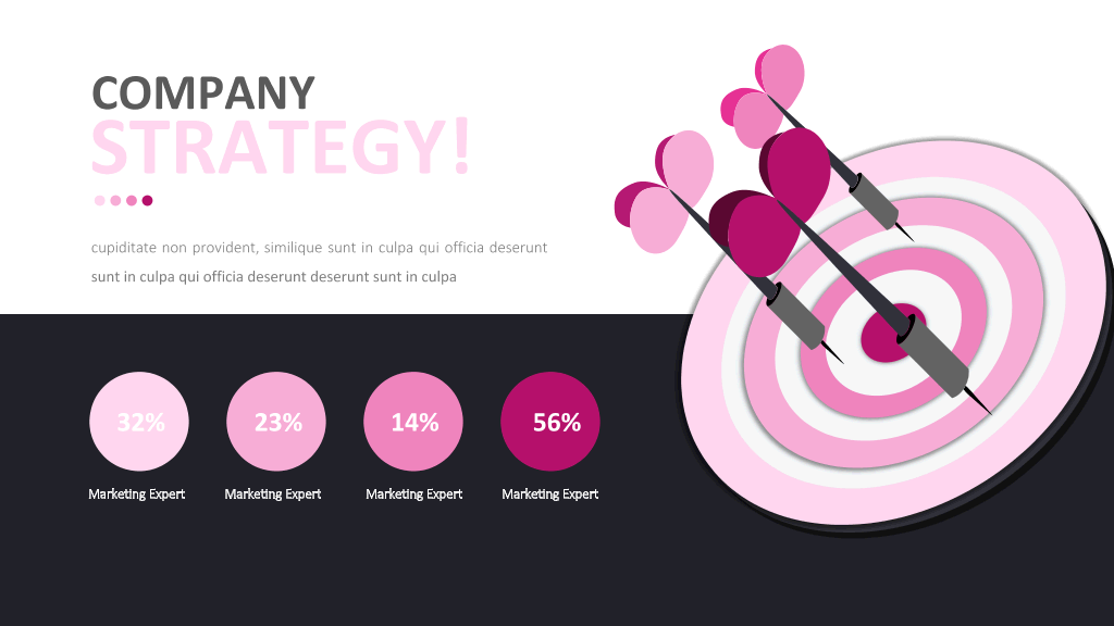 玫红色系商务PPT图表合集-25