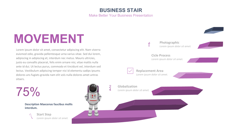 紫色台阶商务PPT图表合集-5