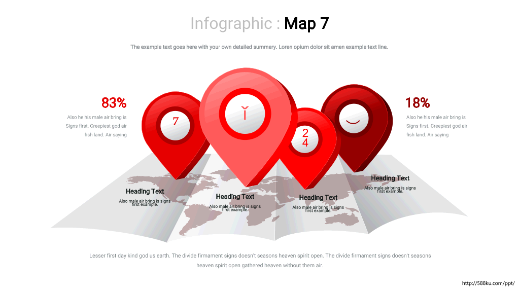 红色世界地图PPT图表合集-23