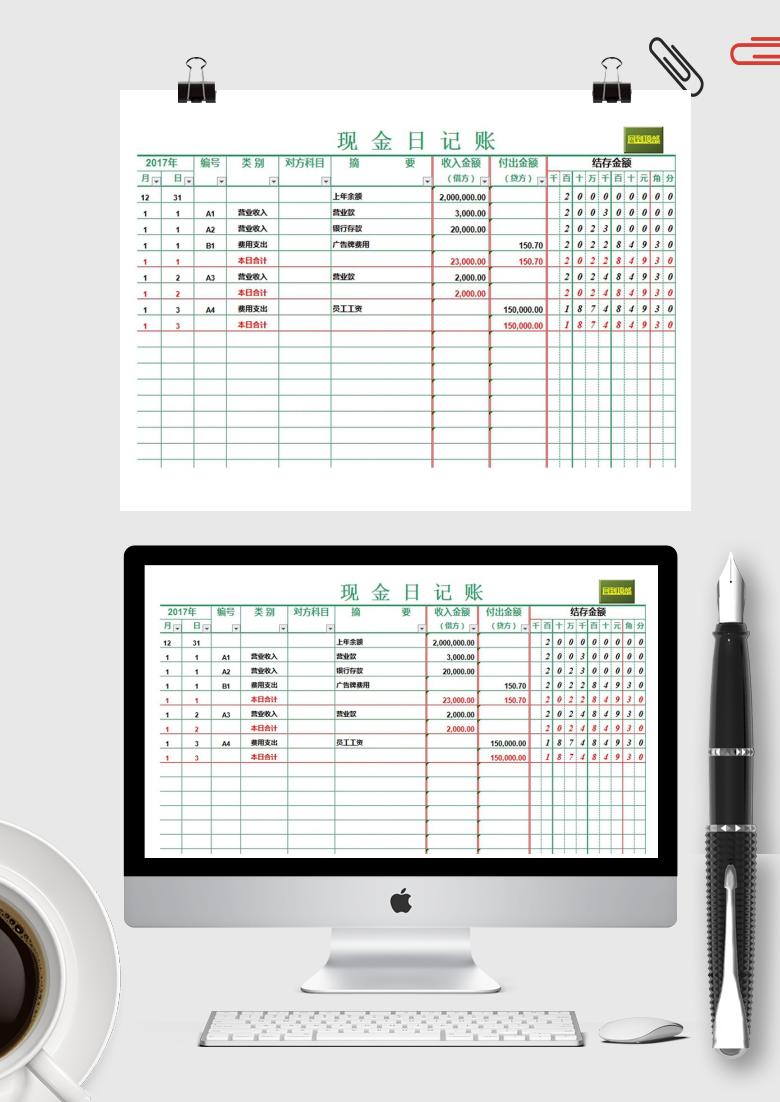 现金日记账Excel图表
