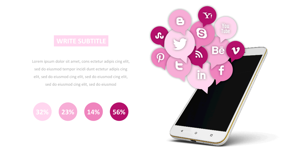 玫红色系商务PPT图表合集-6