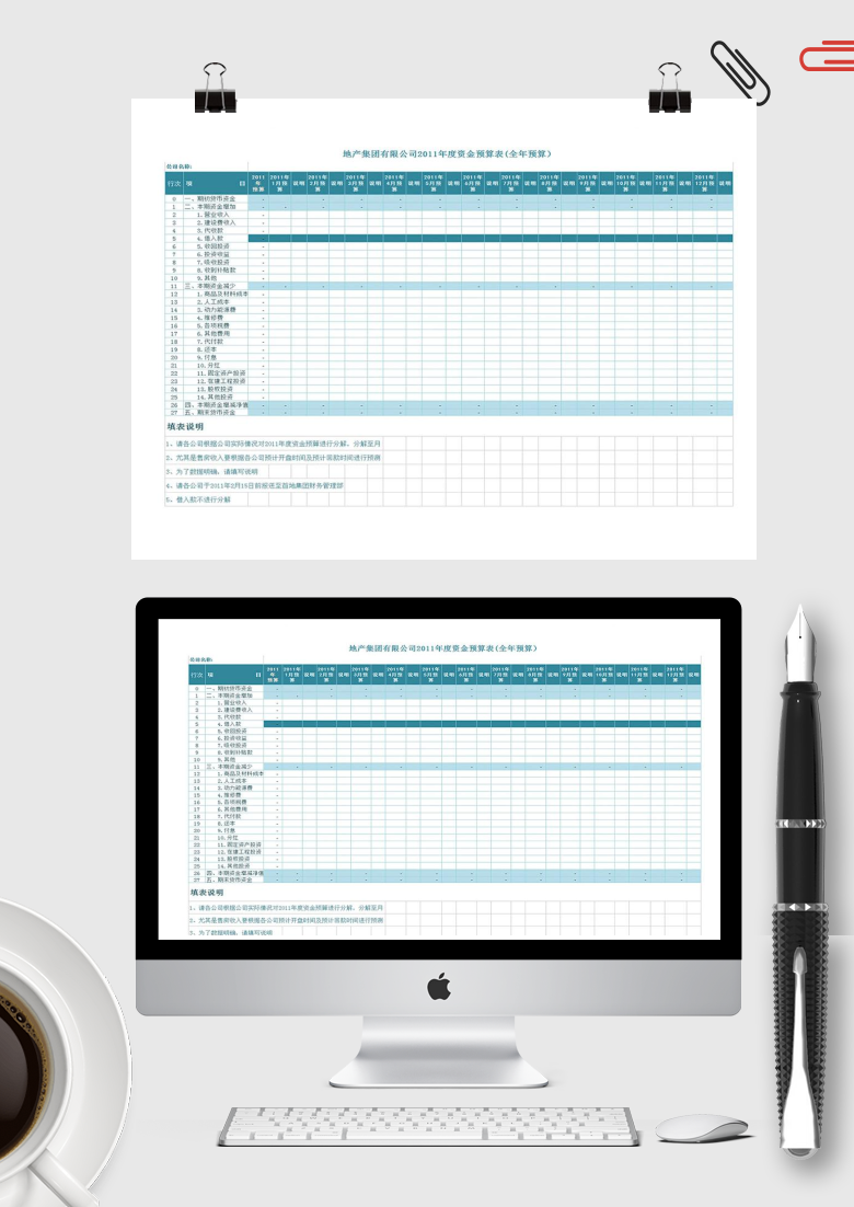 全年预算表格模板Excel文档