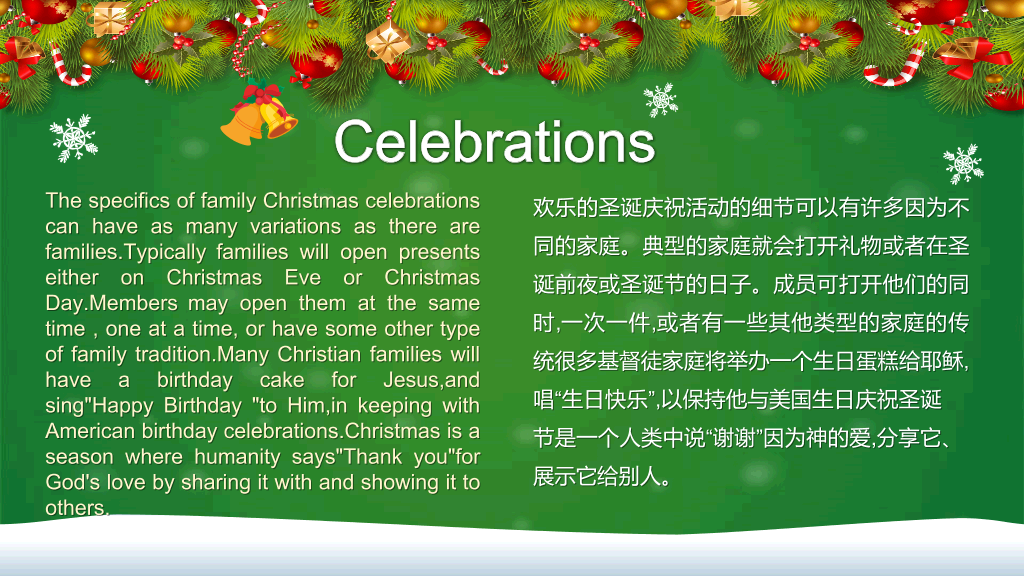 绿色系卡通风格圣诞节英文介绍ppt-14