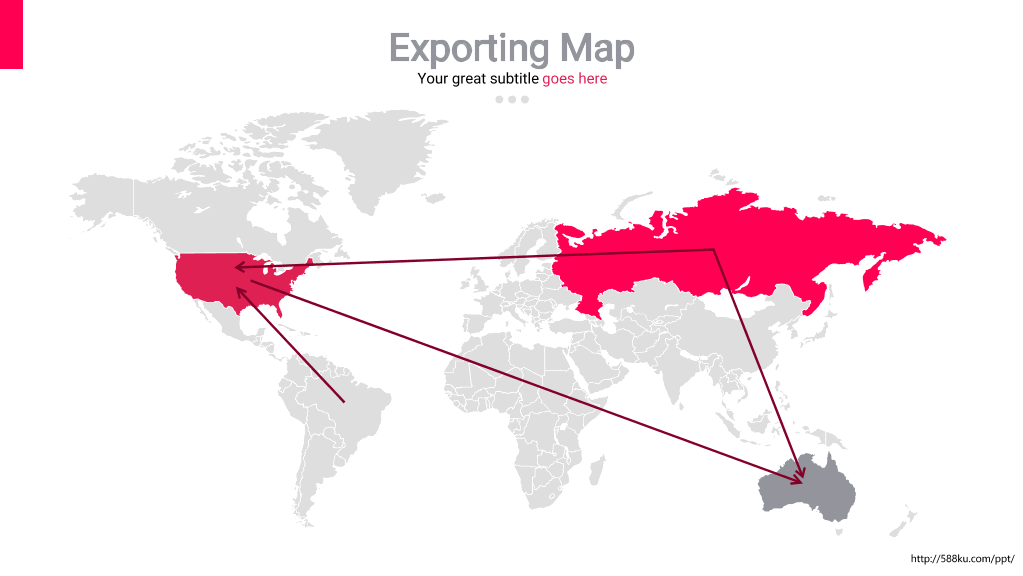 红色世界地图PPT图表合集-7