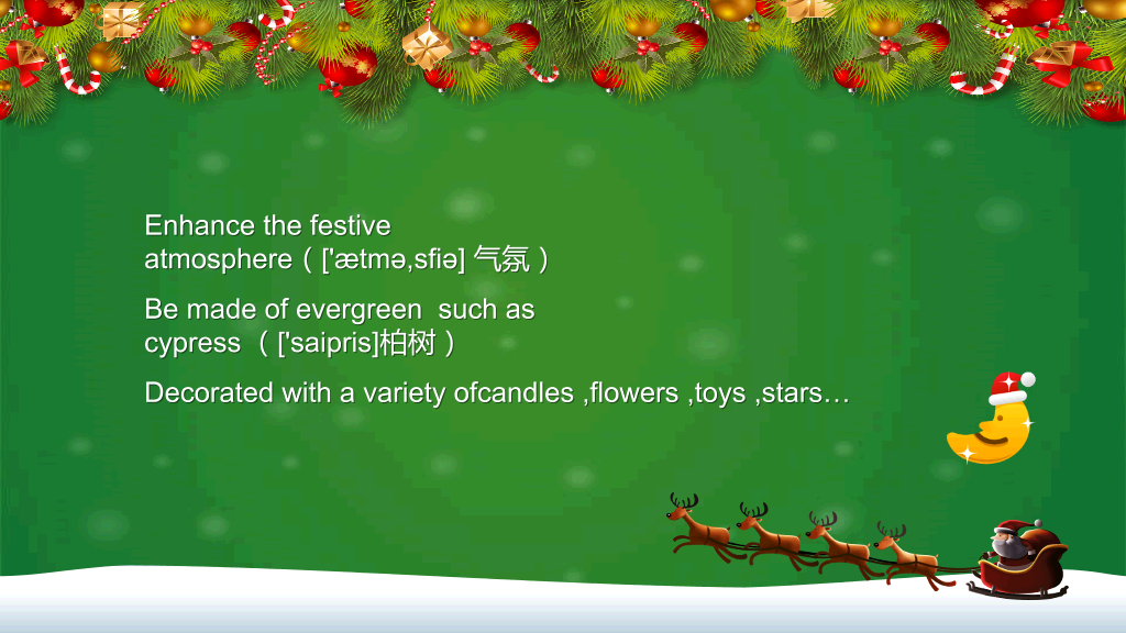 绿色系卡通风格圣诞节英文介绍ppt-25